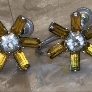 Gold and Silver Flower Earrings
